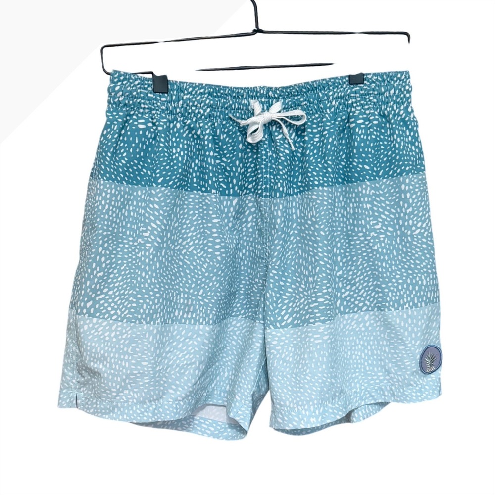 Chubbies Swim Trunks Blue Speckle Colorblock Large Teal Excellent 5.5" Inseam